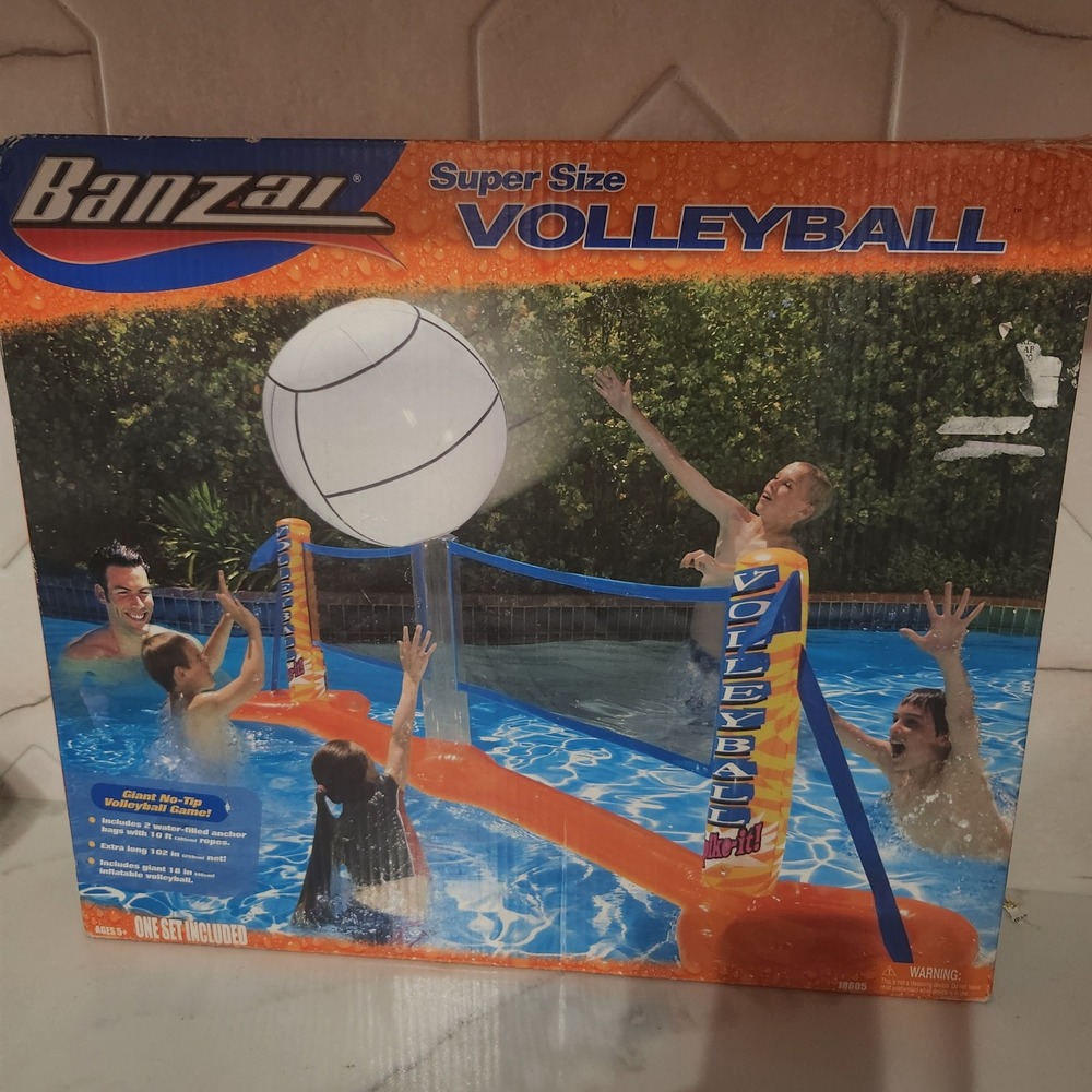 Banzai Super Size Inflatable‎ Volleyball Set Giant Pool Backyard Game 102" Net
